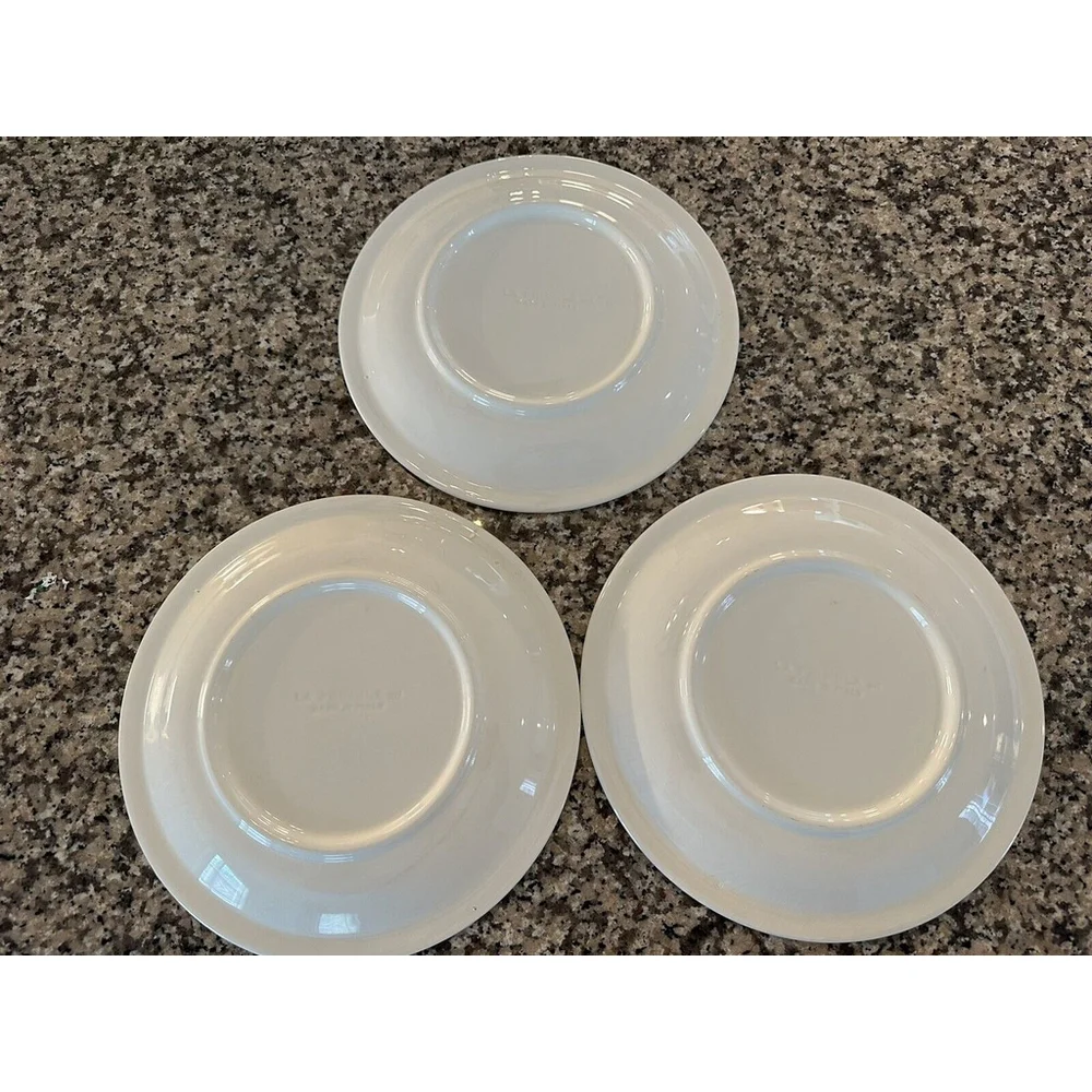 La Primula Set Of 3 Beautiful Plates White pasta wording on Blue. Made in Italy.